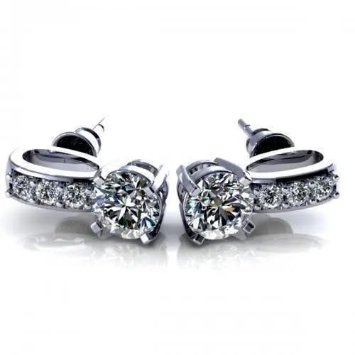 0.35-2.10 CT Round Cut Diamonds - Stud Earrings