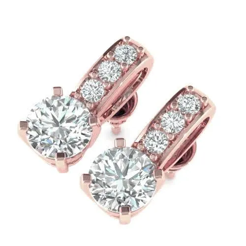 0.35-2.10 CT Round Cut Diamonds - Stud Earrings