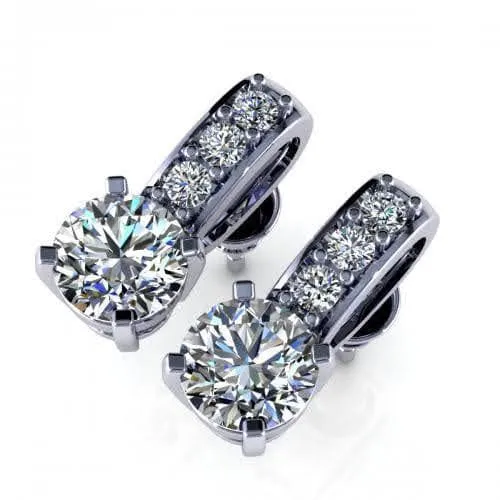 0.35-2.10 CT Round Cut Diamonds - Stud Earrings