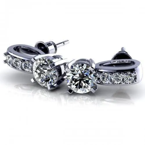 0.35-2.10 CT Round Cut Diamonds - Stud Earrings