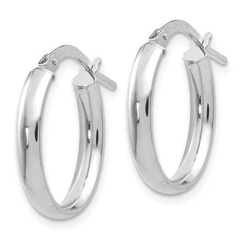 10k Polished Finish White Gold Hoop Earrings