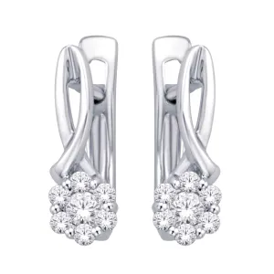 10K White Gold 1/3 Ct.Tw. Diamond Flower Huggies Earring