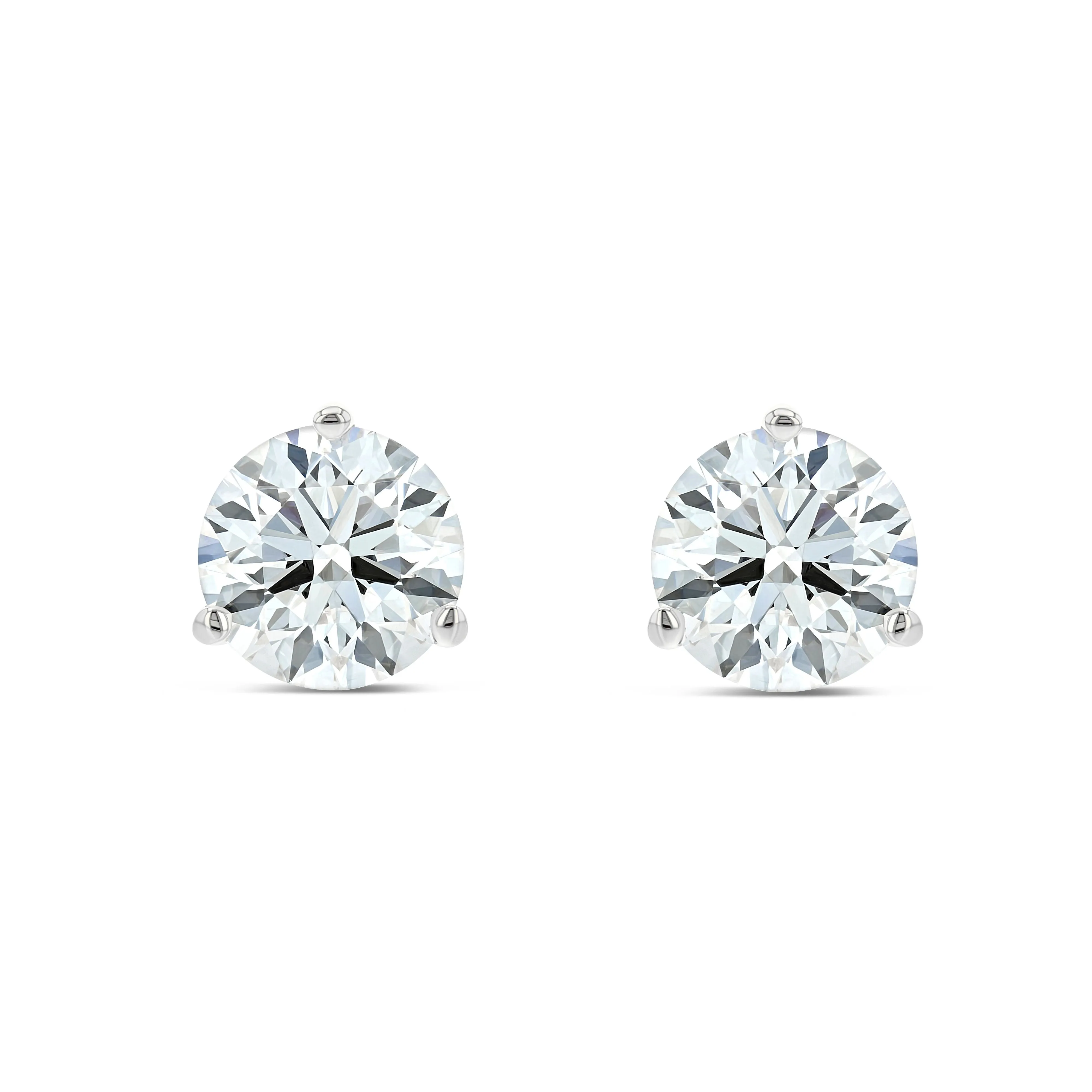 1.25 Carat Total Weight D-F Colorless VS Clarity Ideal Cut IGI Certified Lab Created Round Brilliant Diamond Stud Earrings in 14k White Gold 3-Prong Martini Setting