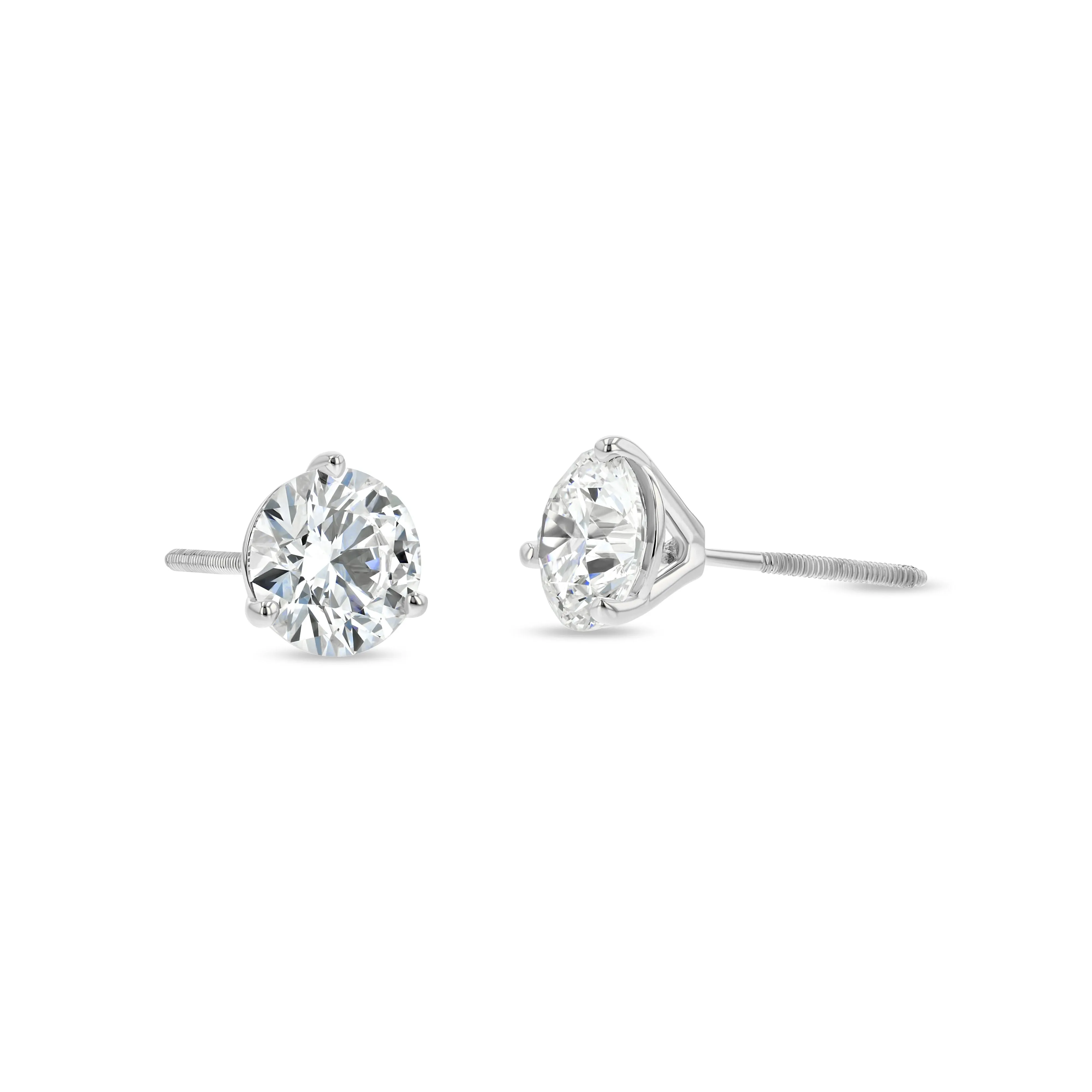 1.25 Carat Total Weight D-F Colorless VS Clarity Ideal Cut IGI Certified Lab Created Round Brilliant Diamond Stud Earrings in 14k White Gold 3-Prong Martini Setting