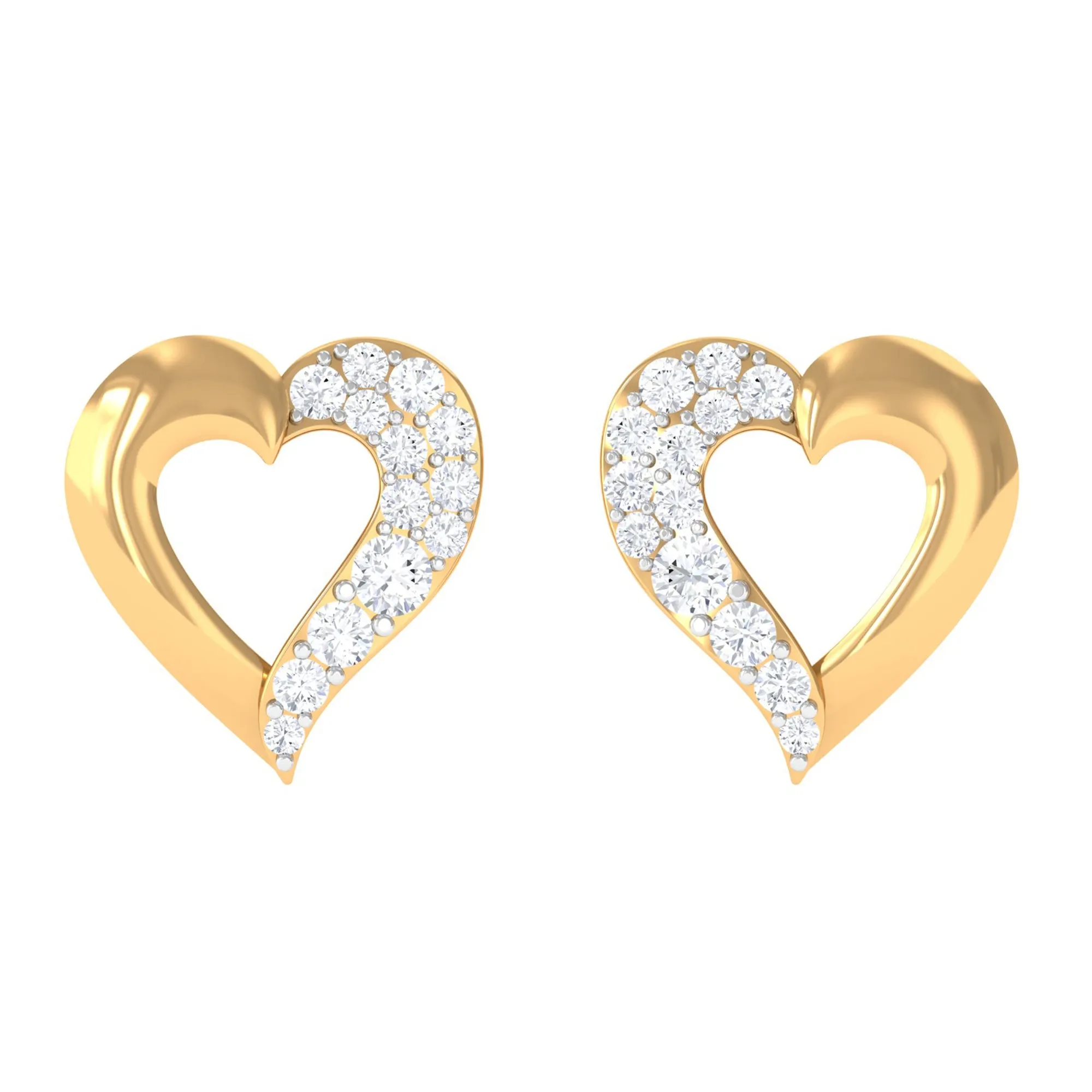 1/4 CT Genuine Diamond Heart Stud Earrings