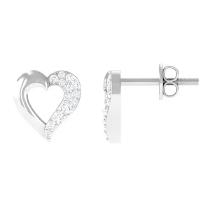 1/4 CT Genuine Diamond Heart Stud Earrings