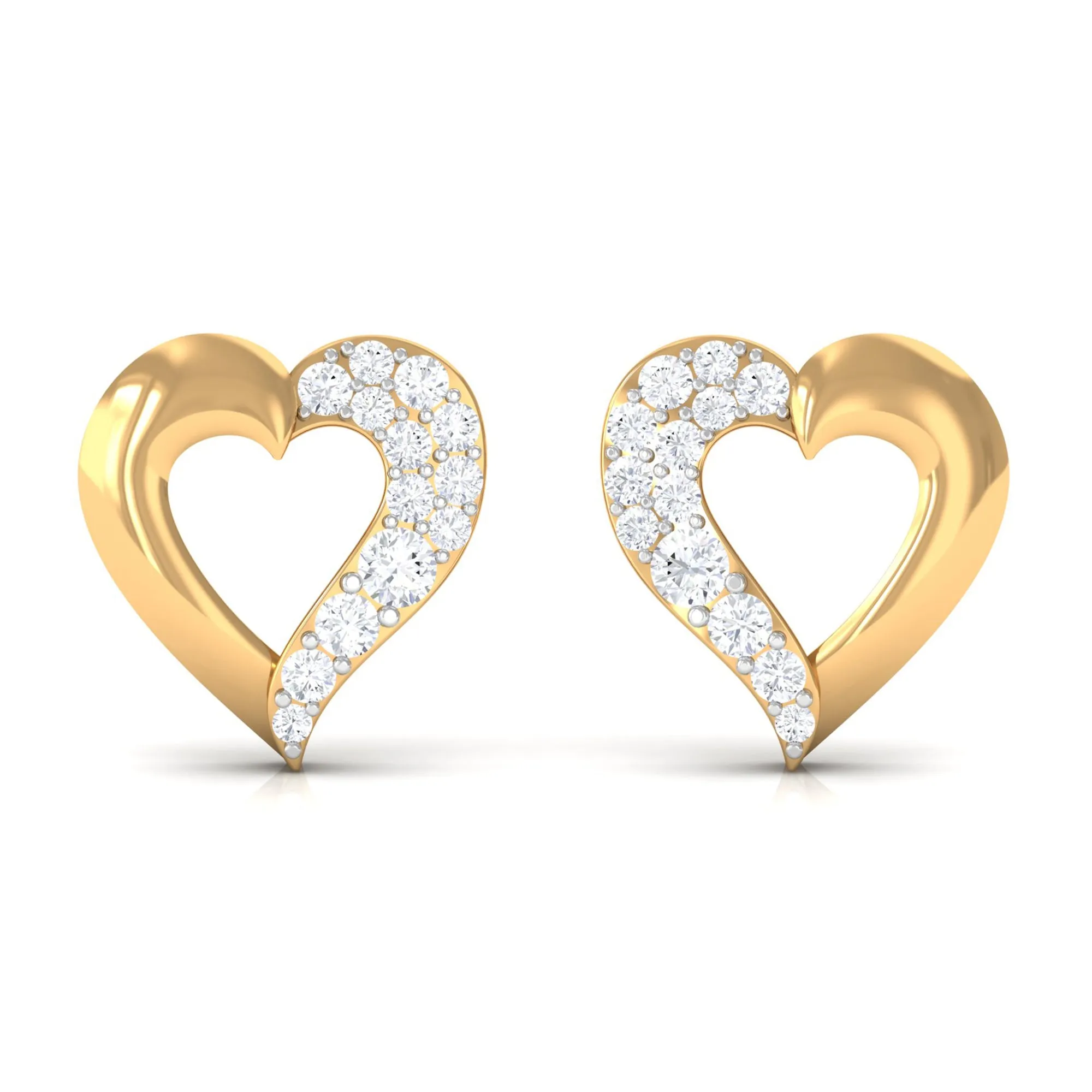 1/4 CT Genuine Diamond Heart Stud Earrings