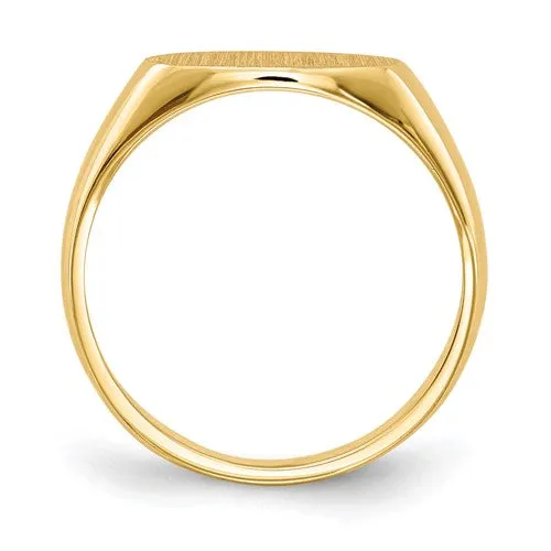 14k 6.5x11.5mm Closed Back Oval Top Signet Ring