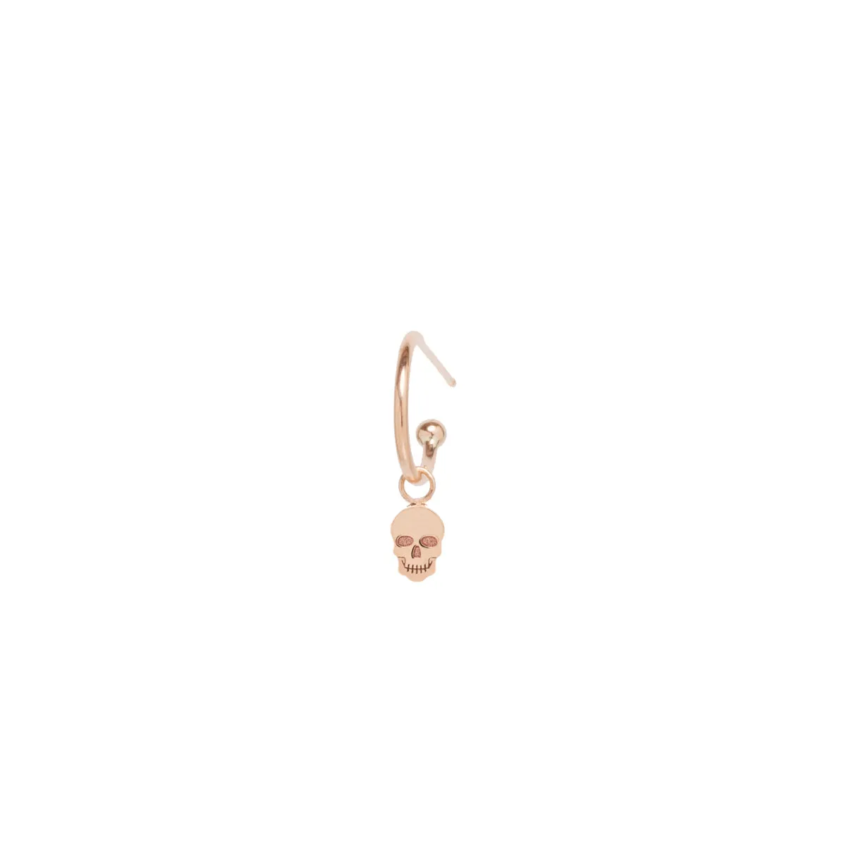 14k Dangle Itty Bitty Skull Charm Huggie Hoop