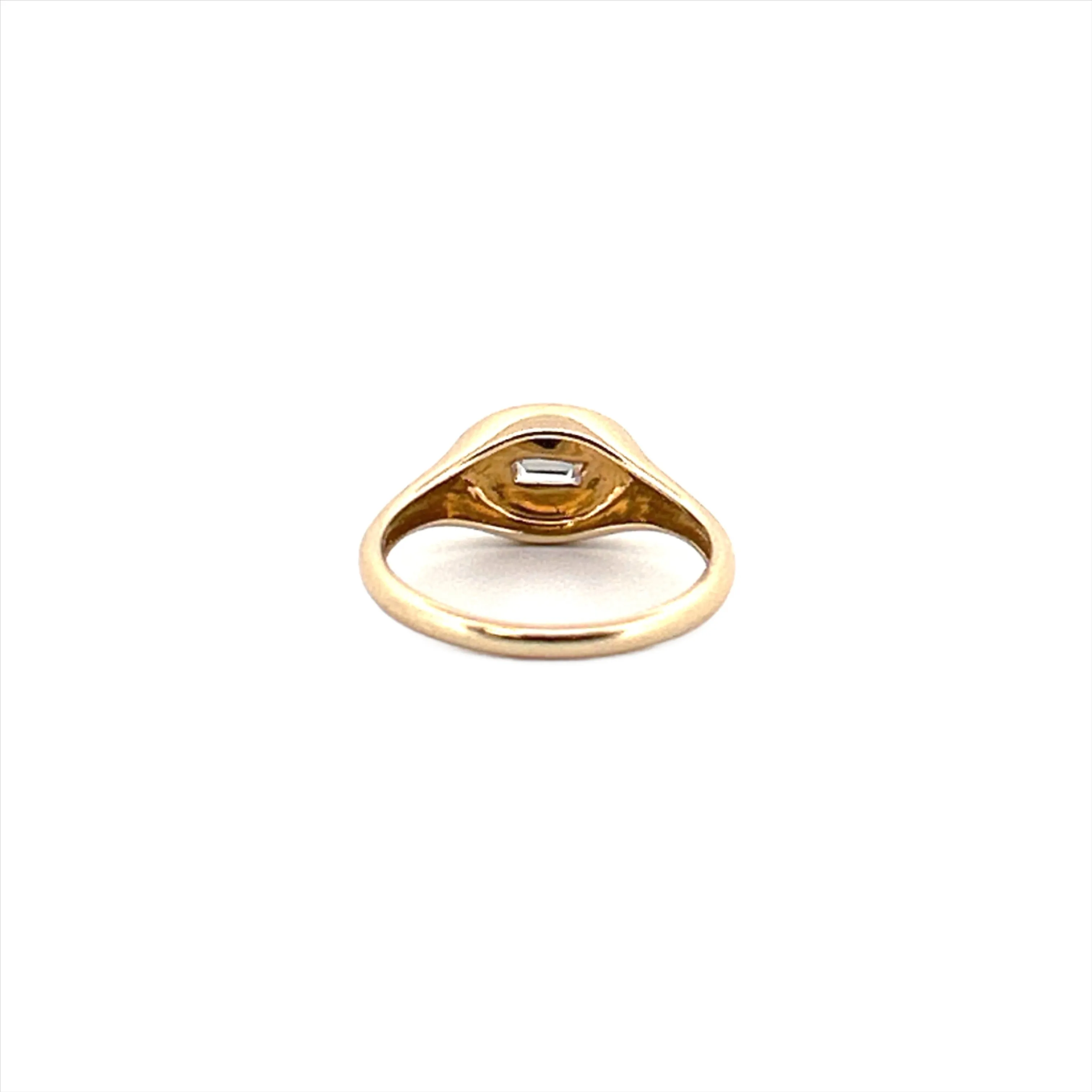 14K Gold Baguette Diamond Signet Ring