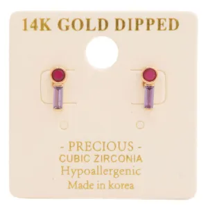 14k Gold Dipped Cz Stone Stud Earring