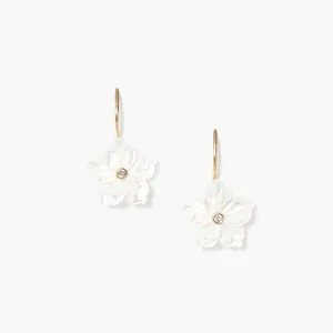 14k Gold Mother of Pearl Flower Earrings