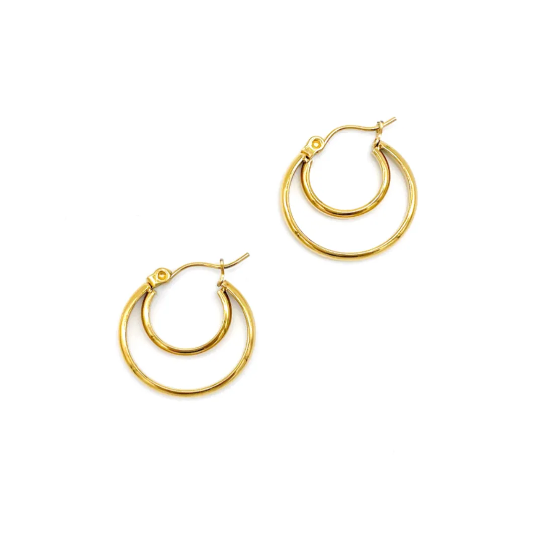 14k Gold Plated Crescent Midi Hoops