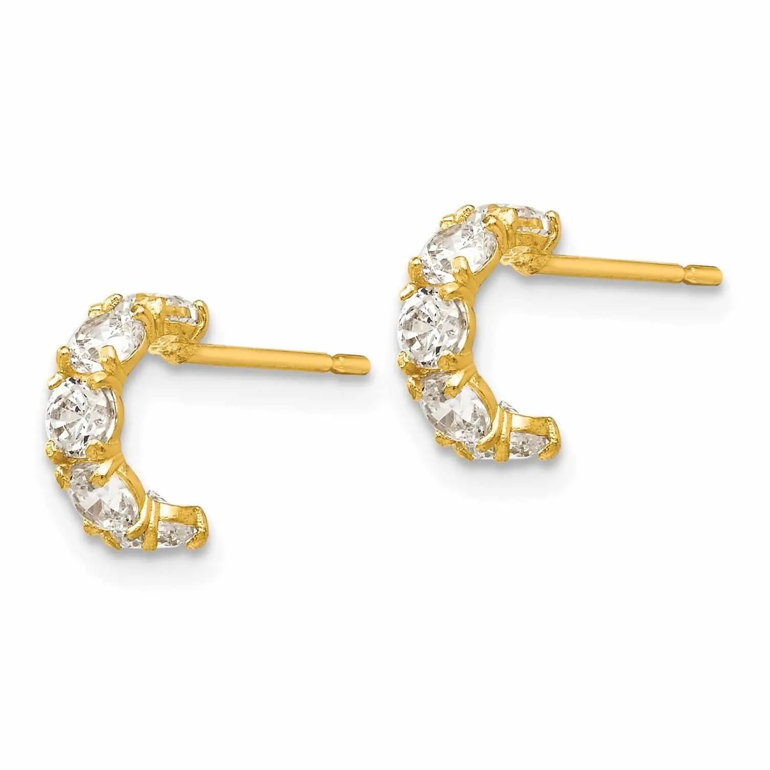 14k Madi K Five Stone Hinged Hoop Post Earrings