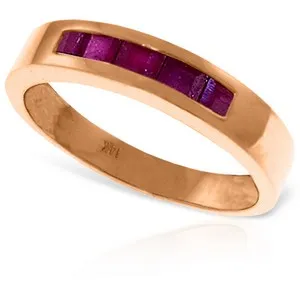 14K Solid Rose Gold Rings Natural Ruby Certified