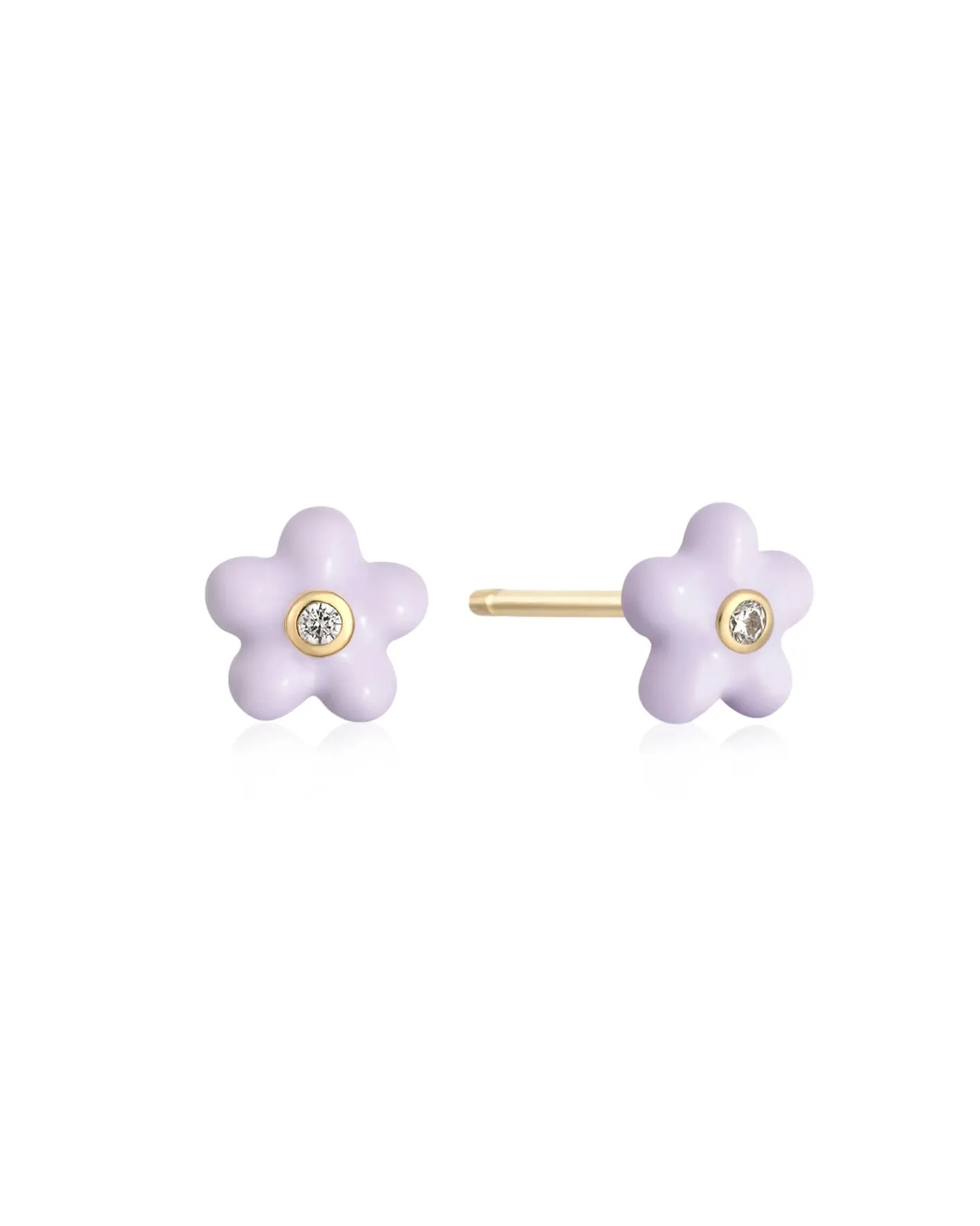 14k Violet Flower Stud Earrings