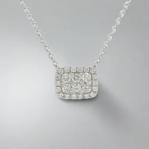 14K W Gold 0.35ctw G/SI2 Rectangle Diamond Cluster Pendant