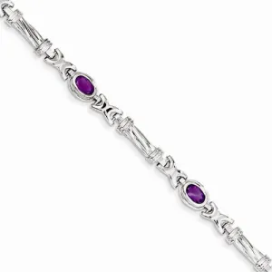 14K White Gold Amethyst Bracelet