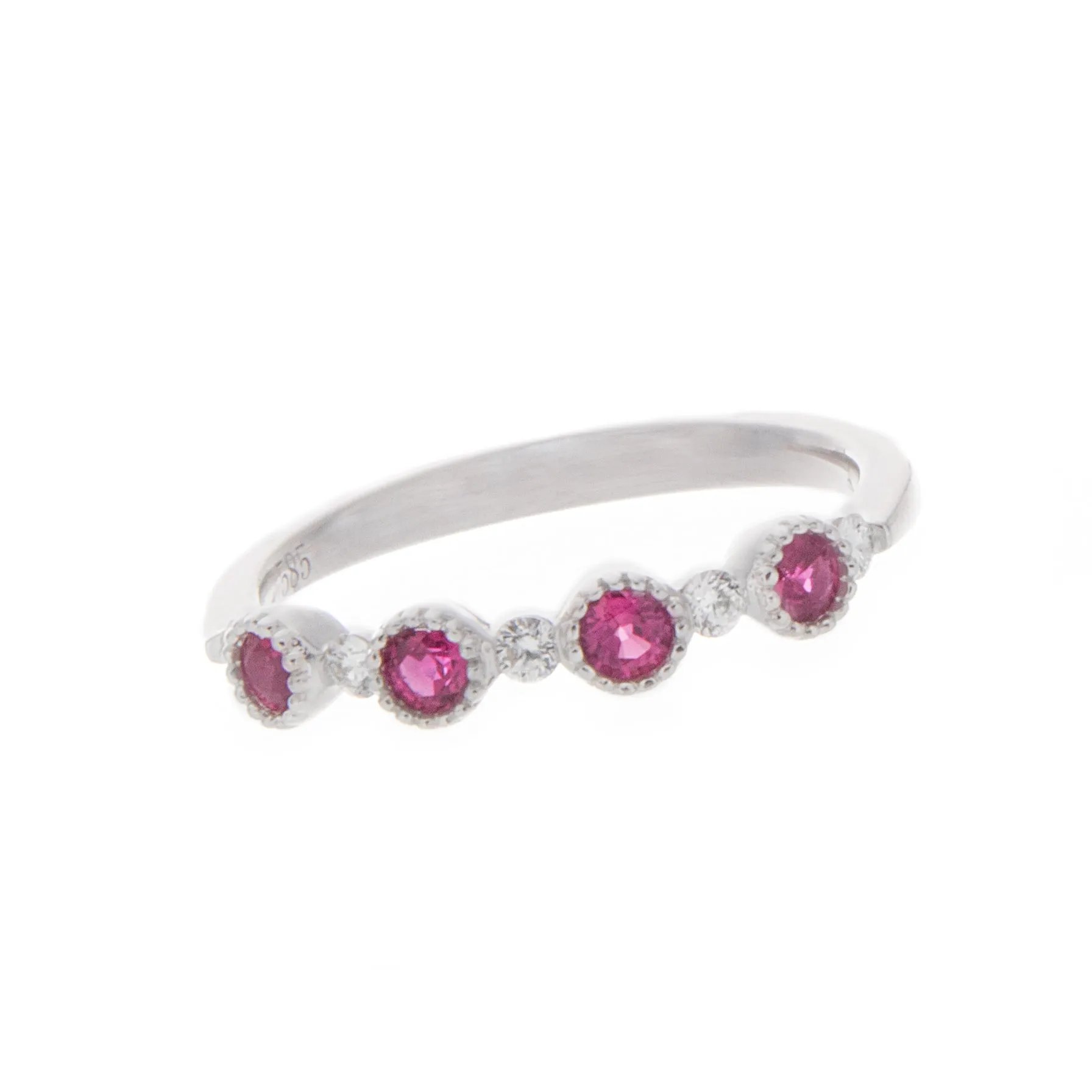 14k White Gold Diamond & Gemstone Band