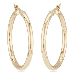 14K Yellow Gold 2.5X30mm S/D Hoop Earrings