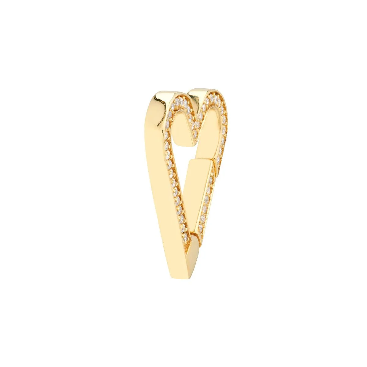 14K Yellow Gold Diamond Open Heart Push Lock