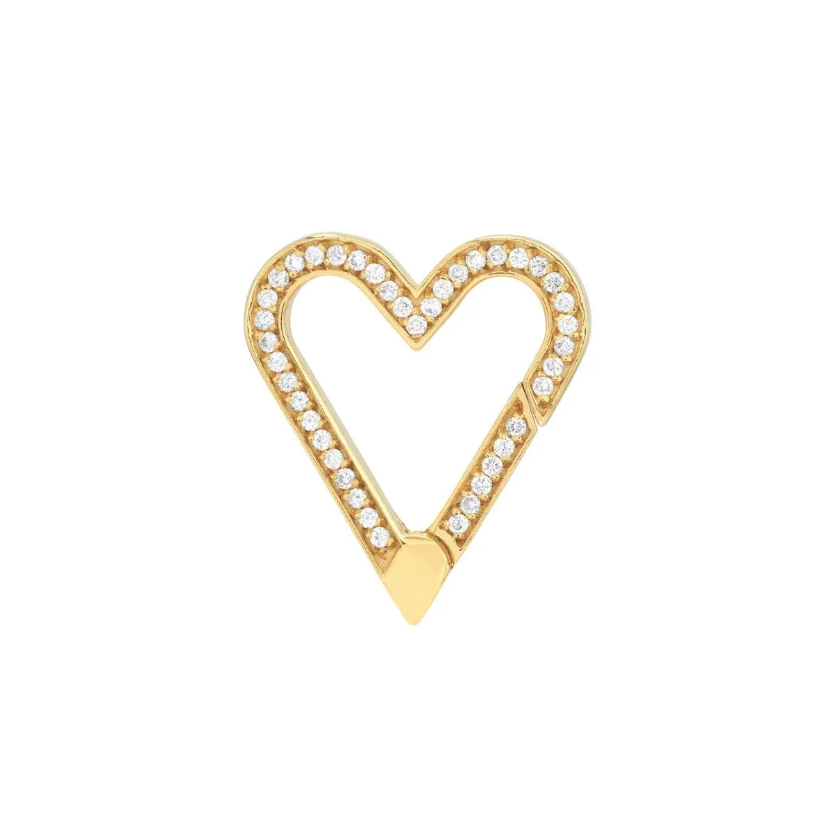 14K Yellow Gold Diamond Open Heart Push Lock