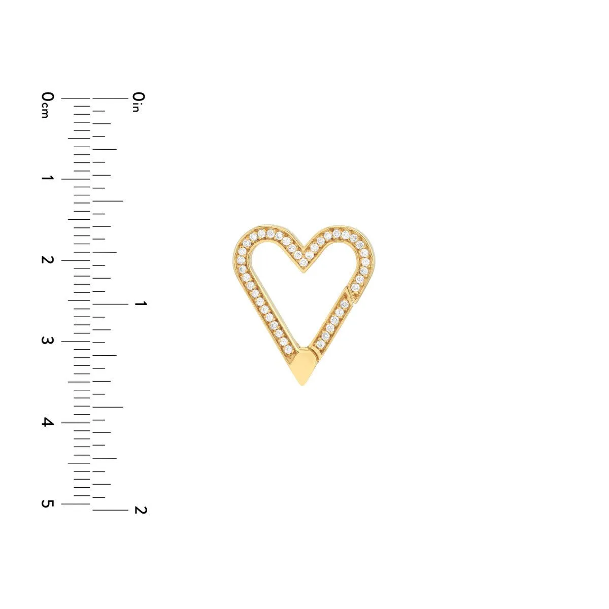 14K Yellow Gold Diamond Open Heart Push Lock