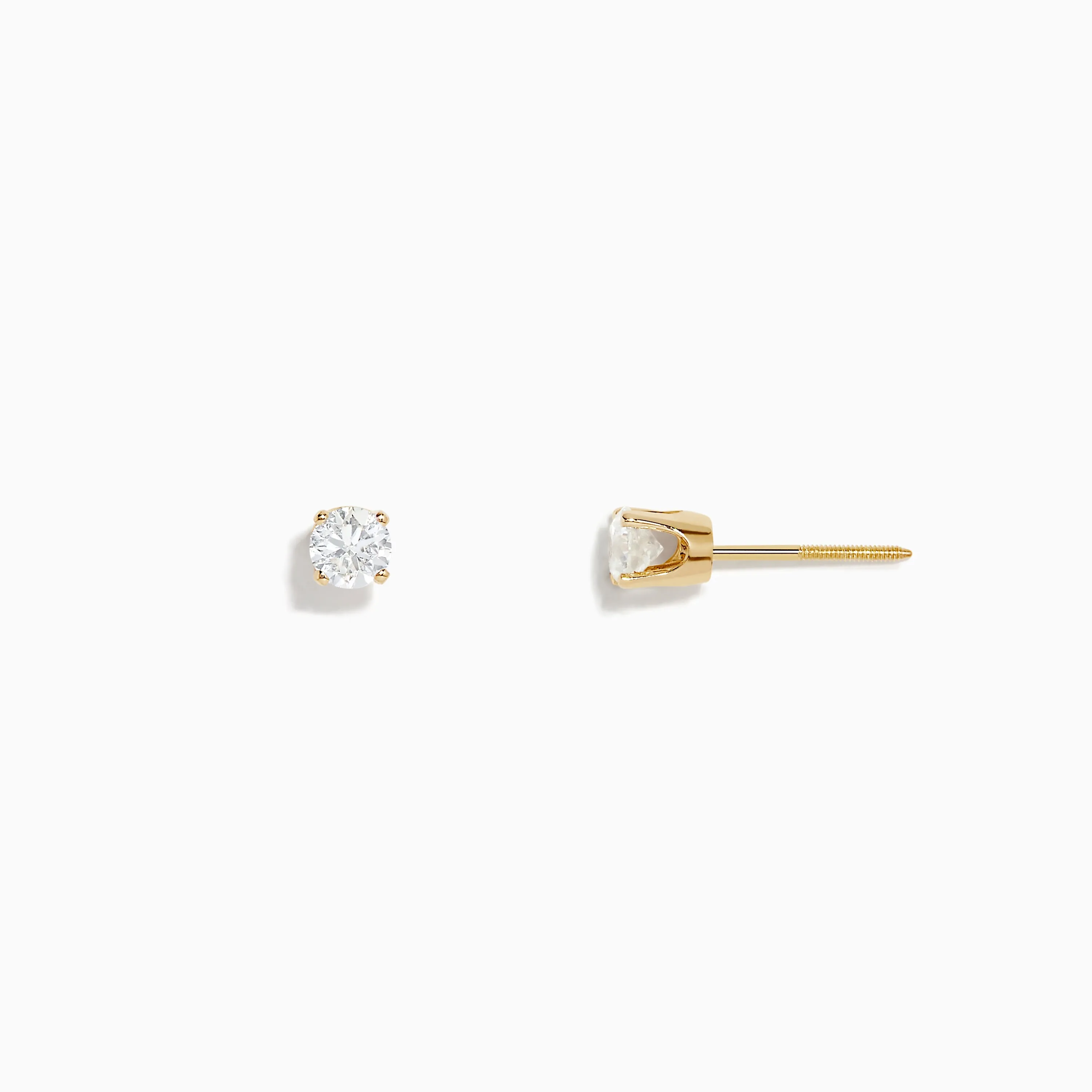 14K Yellow Gold Diamond Solitaire Stud Earrings 0.50 TCW