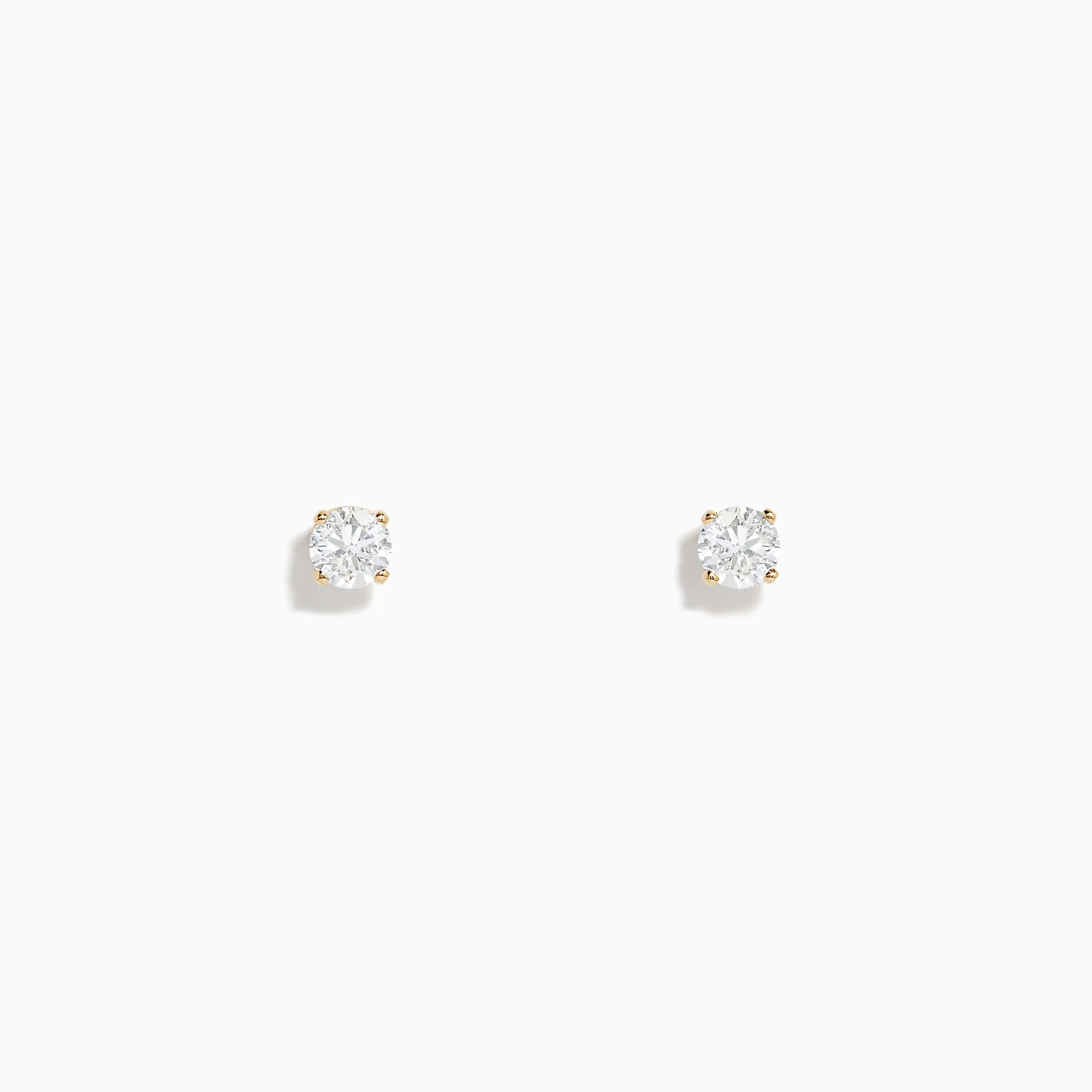 14K Yellow Gold Diamond Solitaire Stud Earrings 0.50 TCW