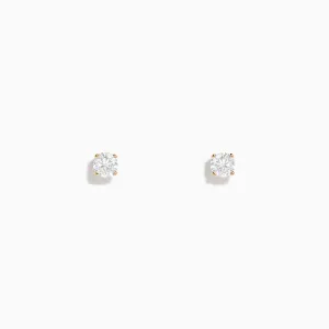 14K Yellow Gold Diamond Solitaire Stud Earrings 0.50 TCW