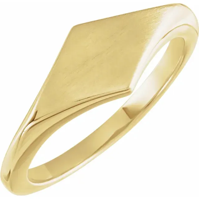 14K Yellow Gold Geometric Signet Ring