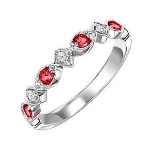 14Kt White Gold & Ruby 1/4Ctw Ring