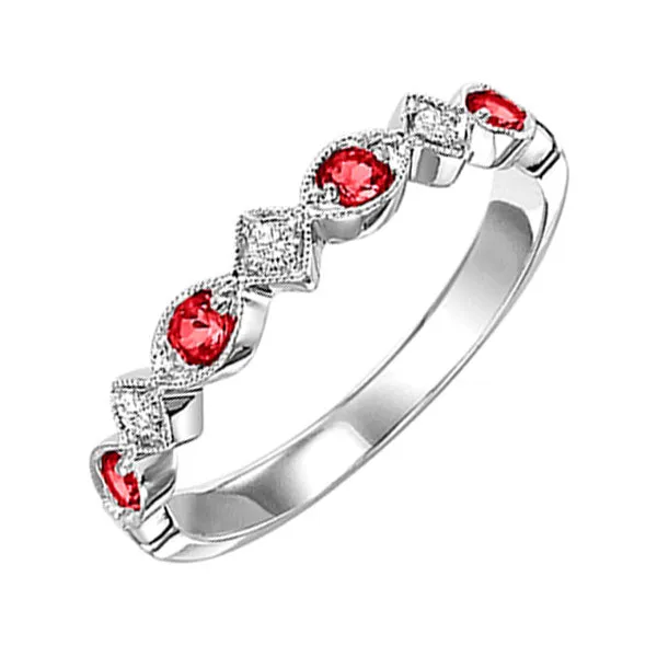 14Kt White Gold & Ruby 1/4Ctw Ring