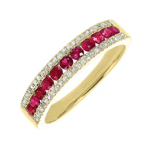 14Kt Yellow Gold Diamond 1/8Ctw & Ruby 1/2Ctw Ring