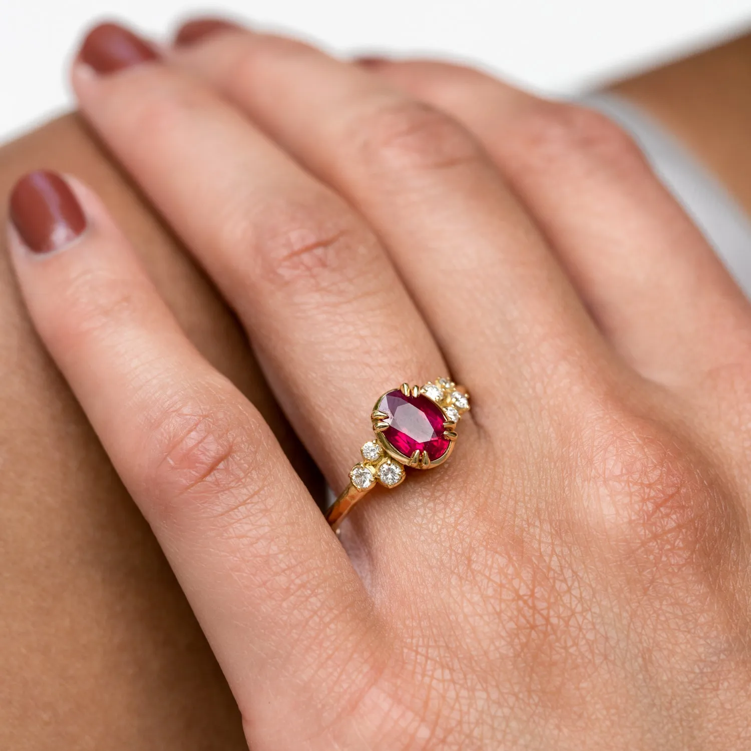 18k Large Oval Ruby & Diamond Stargazer Ring