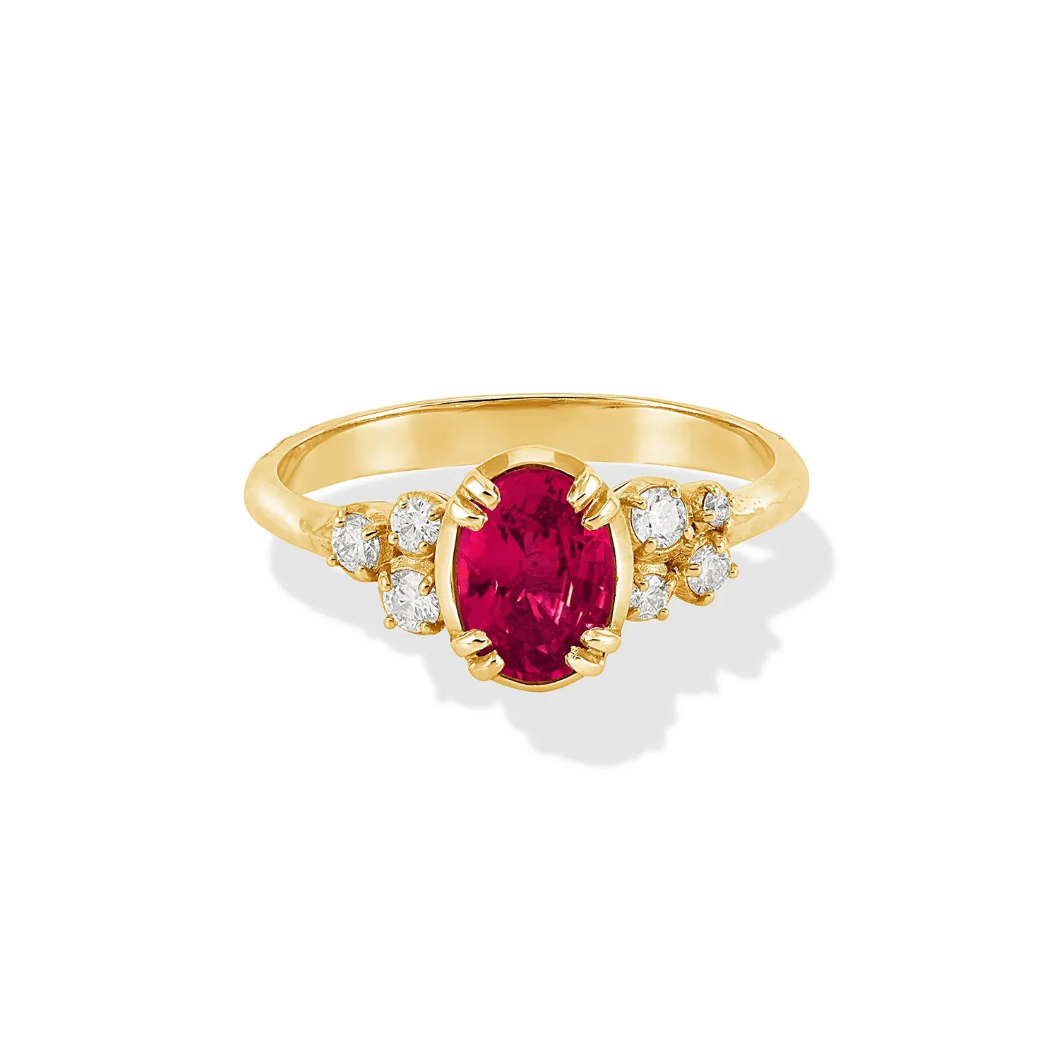 18k Large Oval Ruby & Diamond Stargazer Ring