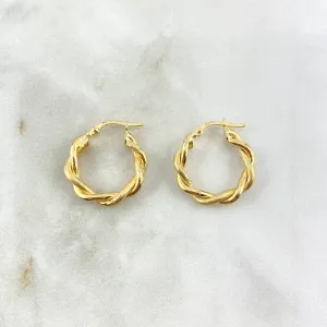 18K Yellow Gold Angi Dotted Sankes Hoop Earrings 2gr / 0.79in