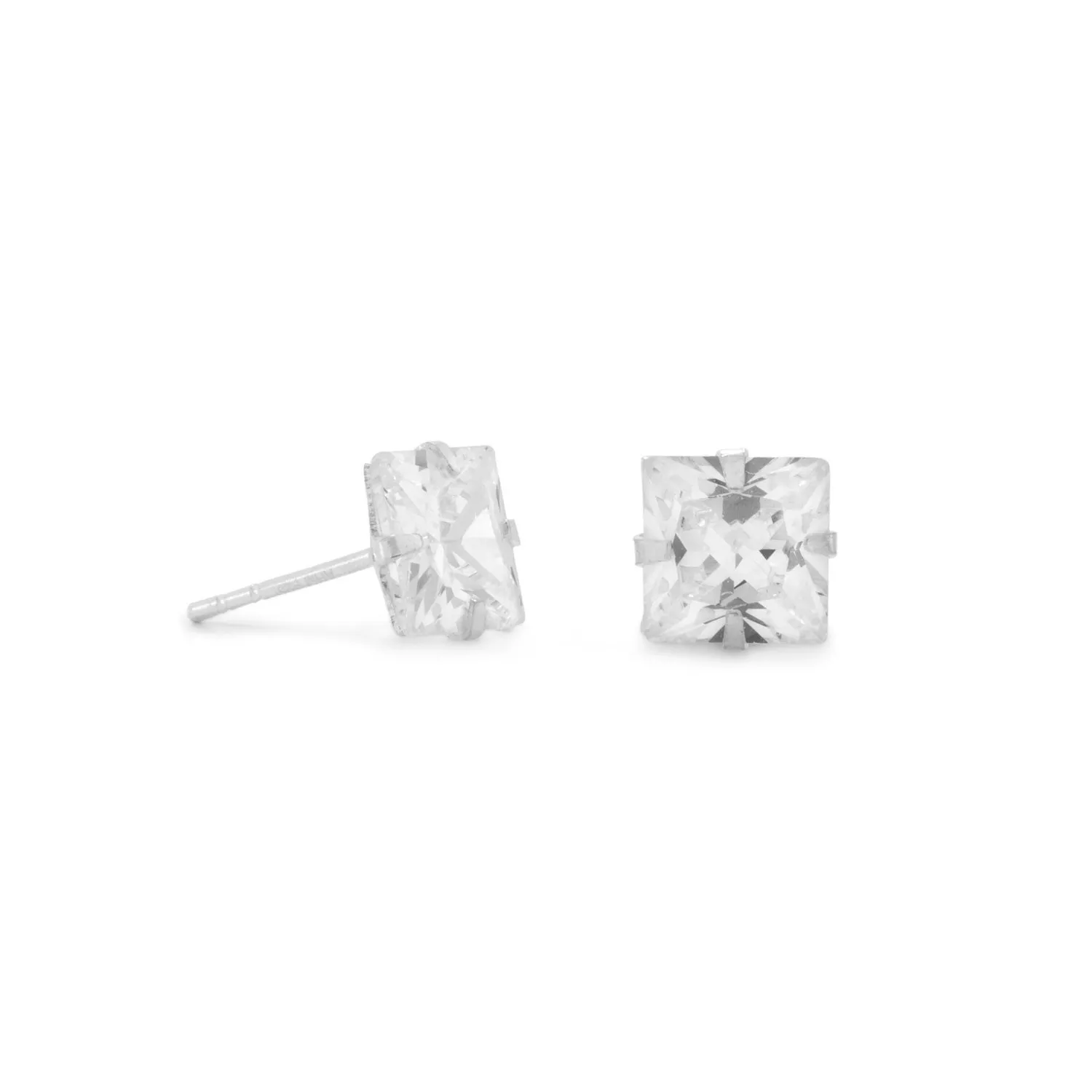 7mm CZ Square Earrings