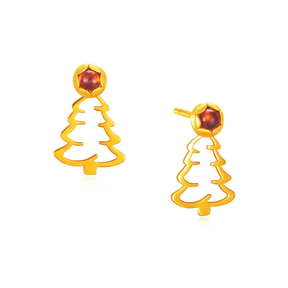 916 Gold Christmas Tree Stud Earrings