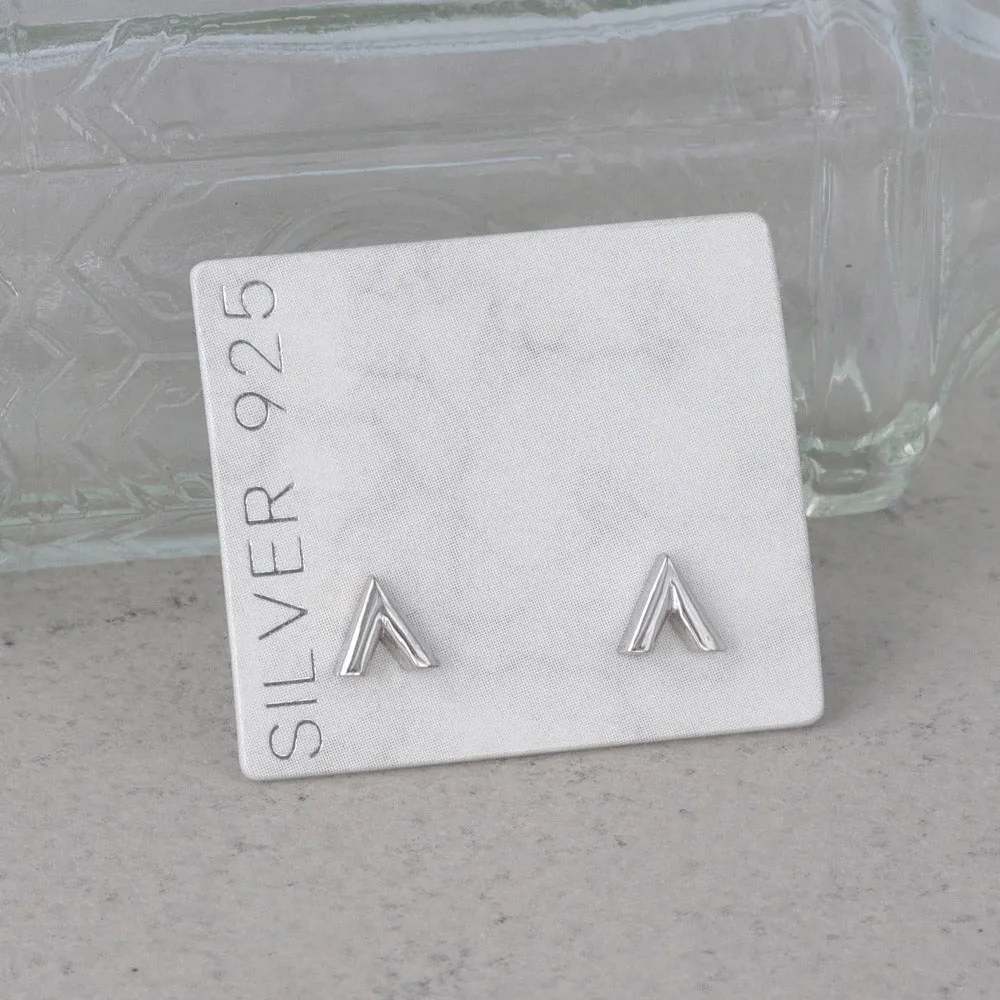 925 Silver Chevron Stud Earrings