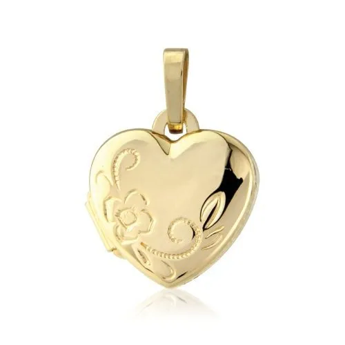 9ct Gold Delicate Heart Shaped Locket Pendant, Timeless Beauty, 10mm, 18" Chain, Gift box included