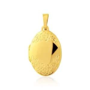 9ct Gold Photo Locket Pendant, Women's Oval Shape, 24mm, 18" Chain, Comes with Elegant Gift Box