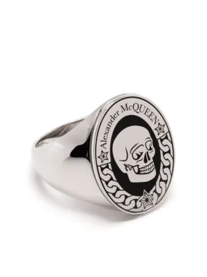 Alexander McQueen skull-logo signet ring