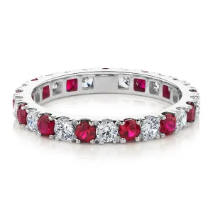 All-rounder eternity band with ruby simulants and 0.78 carats* of diamond simulants in 14 carat white gold