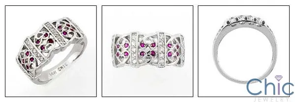 Anniversary Ruby Ct Diamond Pave Set Cubic Zirconia Cz Ring