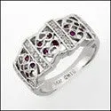 Anniversary Ruby Ct Diamond Pave Set Cubic Zirconia Cz Ring