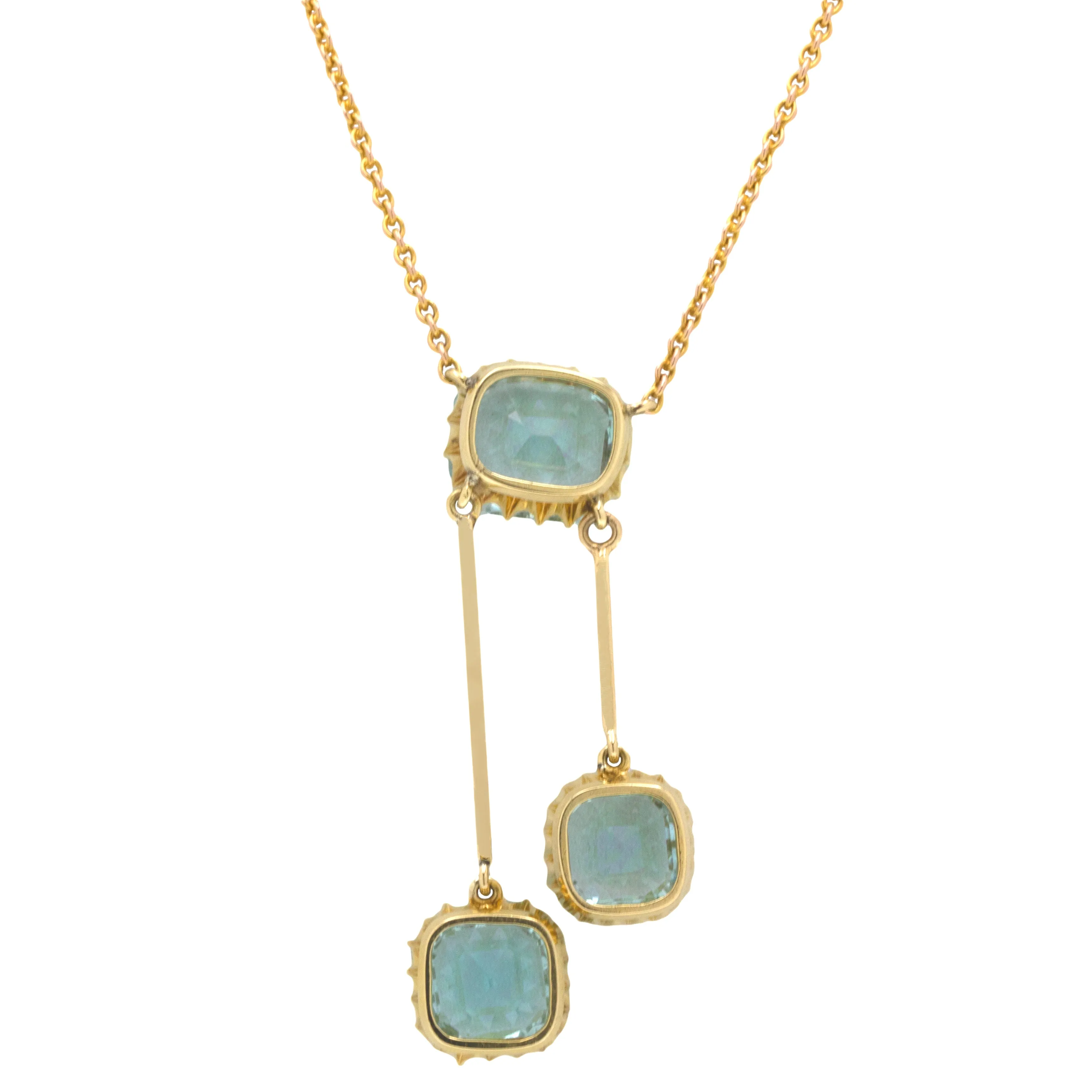 Antique 18ct Gold Aquamarine Negligee Necklace, 10.75ct