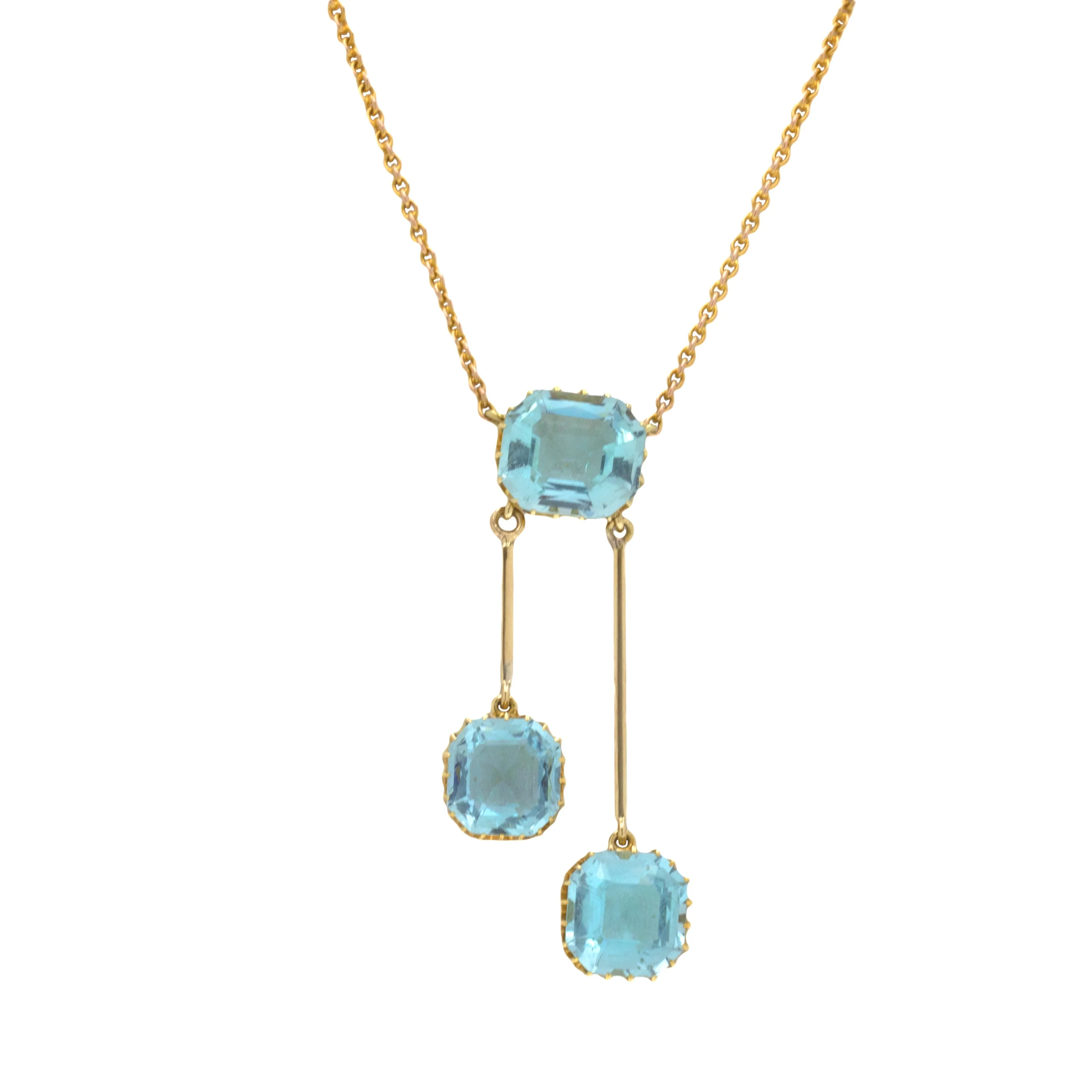 Antique 18ct Gold Aquamarine Negligee Necklace, 10.75ct