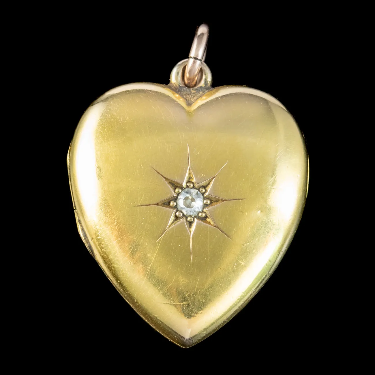 Antique Edwardian Diamond Heart Locket 15ct Gold Dated 1910