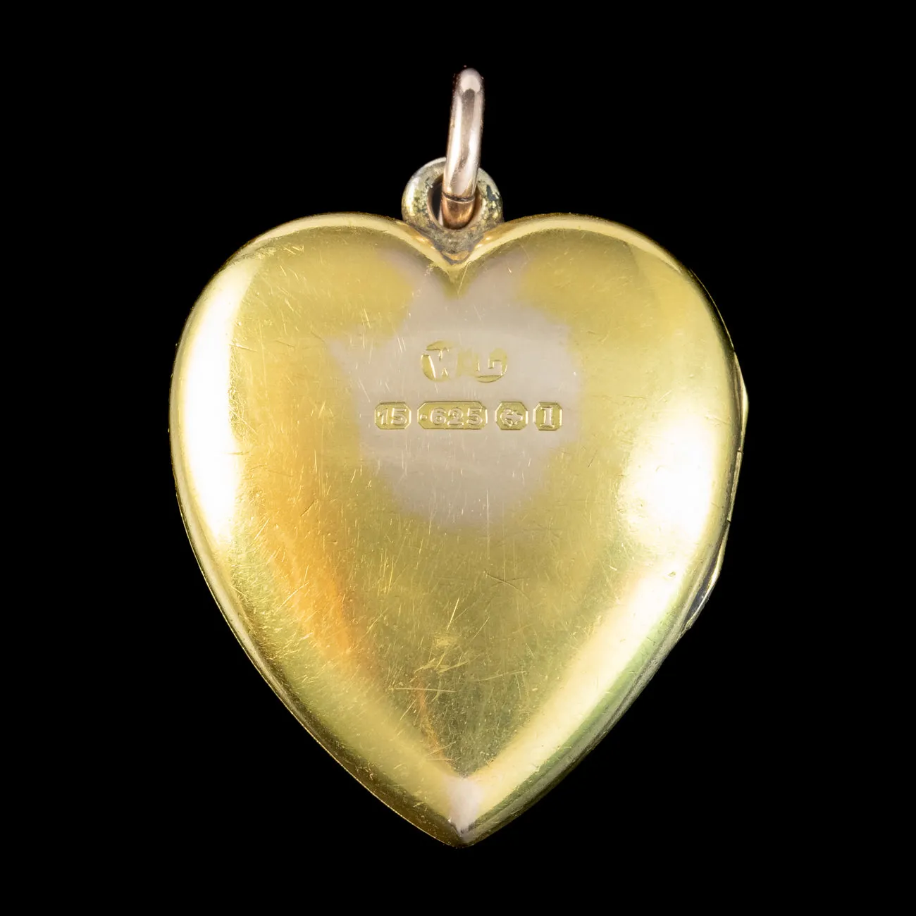 Antique Edwardian Diamond Heart Locket 15ct Gold Dated 1910